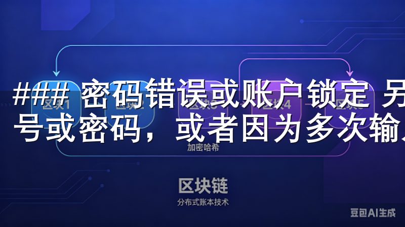 ### 密码错误或账户锁定 另一种常见情况是输入错误的账号或密码，或者因为多次输入错误导致账户被锁定。